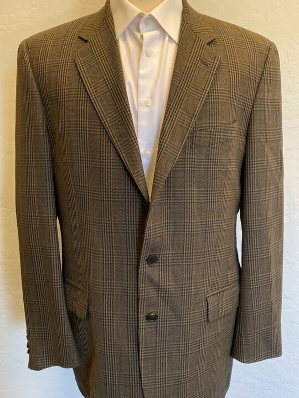 Joseph Abboud Made In USA Wool Check Print Suit Jacket 44R